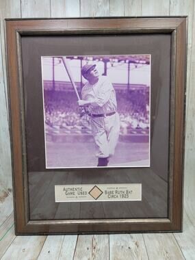 Babe Ruth NY Yankees 8 x 8 Framed Picture & Authentic Game Used Bat Circa 1925